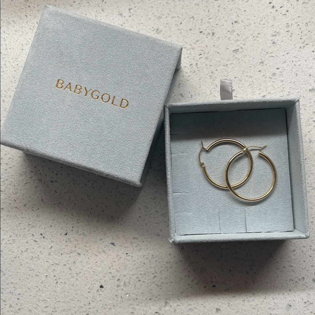 14k Yellow Gold 25mm Hoop Earrings